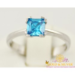 Серебряное кольцо 925 проба. Женское кольцо Римма с голубым камушком. 1908/9р
